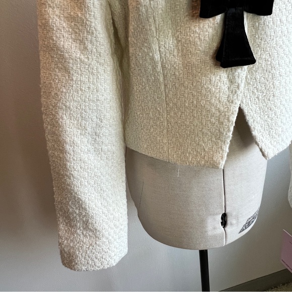 Avec Les Filles Ivory Cream Black Bow Cardigan Blazer NWT - Picture 7 of 16